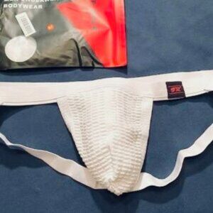 F + R - Size 'XL"  Swimmer/Jogger Athletic Supporter - White, Red - Jockstrap